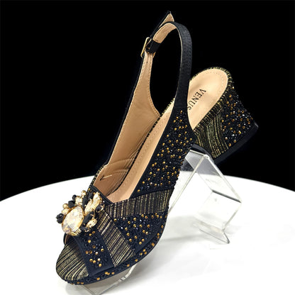2025 Elegant Green Peep-Toe Heel Pumps for Women with Diamond Accents - Italian Matching Shoes and Bags Set for Parties