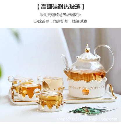 Nordic Afternoon Tea Set Flower Tea Cup Set Boiled Fruit Teapot Candle Heated Teapot Home Gifr