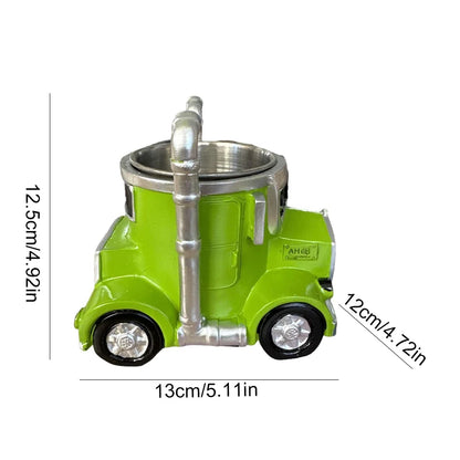Semi-Truck Coffee Mugs 200-250ml Stainless Steel Creative Truck Coffee Cup Resin Coffee Mug Gifts for Coffee & Truck Lovers