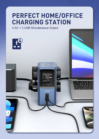 LDNIO Vertical Universal Socket Tower Power Strip Multi Outlets with 45W PD USB C Fast Charging Stations Extension Cable LED