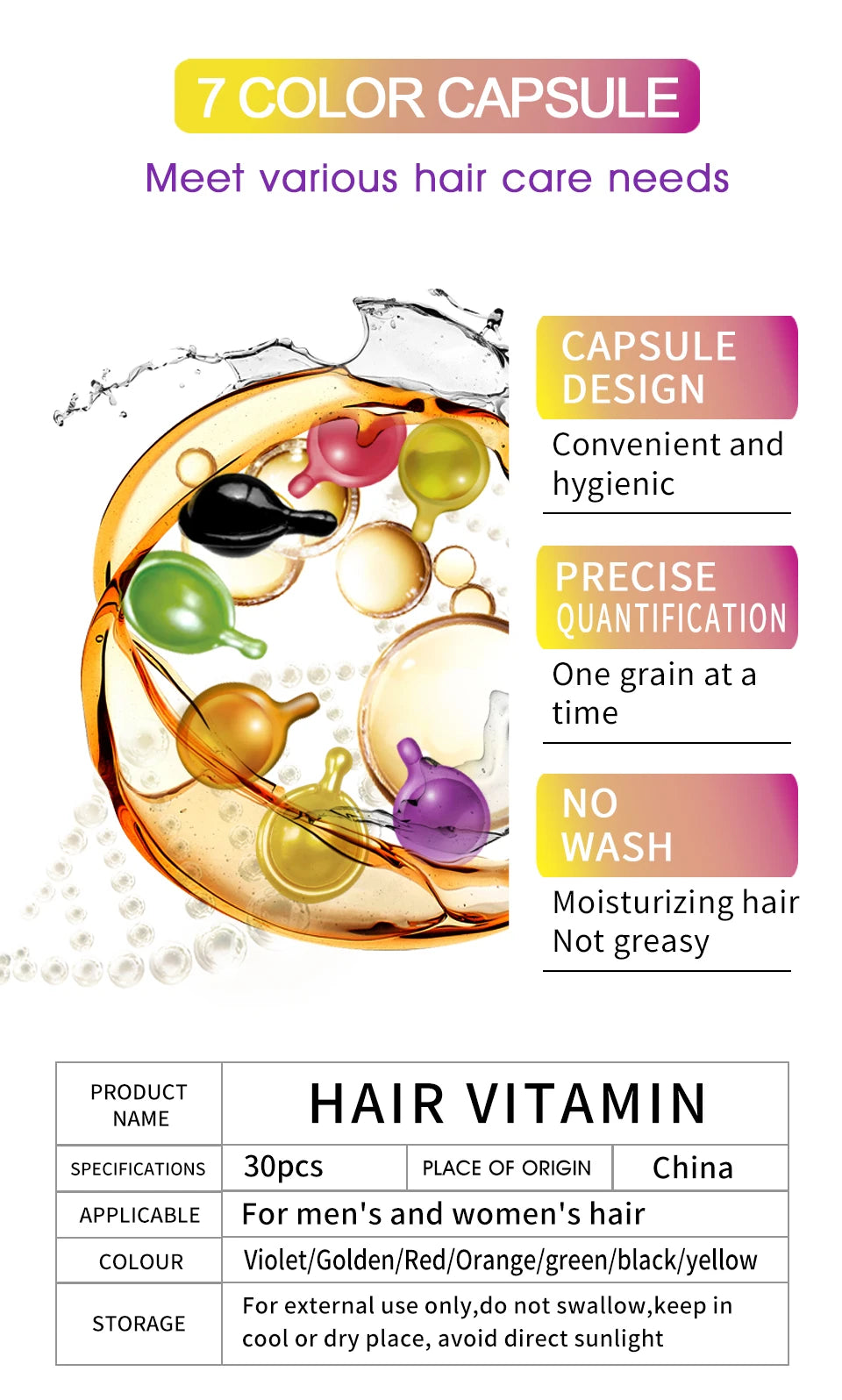 Sevich Mix Hair Vitamin Capsule Hair Treatment Oil Repair Damaged Smooth Hair Care Serum Nourishing Keratin Complex Oil