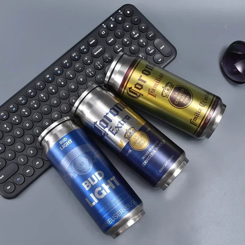 500ML Thermos with Straw 304 Stainless Steel Beer Bottle Cola Can Termos Para Cafe Beer Cold Keeper Home Kitchen Drinkware