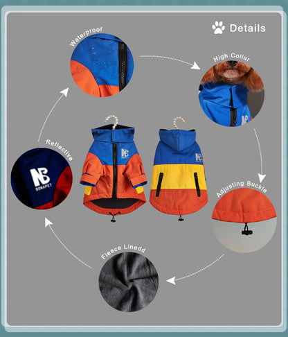 Fashion Winter Dog Jacket Waterproof Pet Raincoat Thick Fleece Warm Large Dogs Clothes Windproof Coat French Bulldog Chihuahua