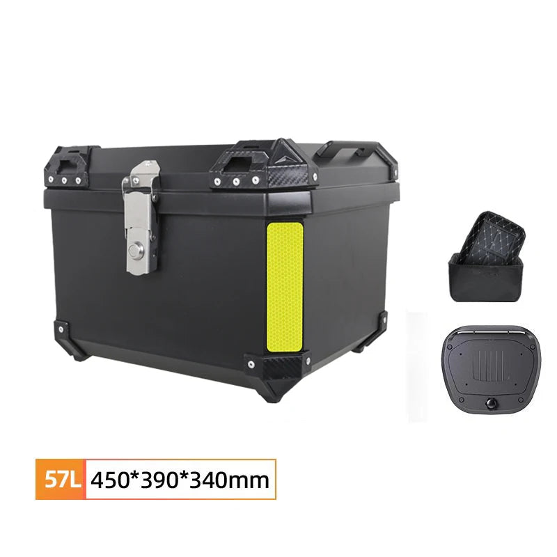 Universal Motorcycle Top Case Waterproof Motorbike Trunk Tail Box with Stainless Steel Anti-Theft Lock For Helmet Luggage