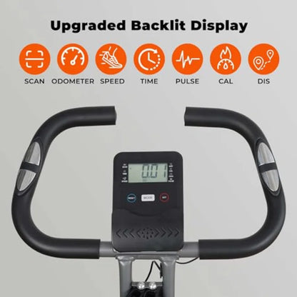 Recumbent Exercise Bike for Home Workout with Folding Design Arm Resistance Bands Pulse Sensor LCD Monitor Ideal for Indoor Car