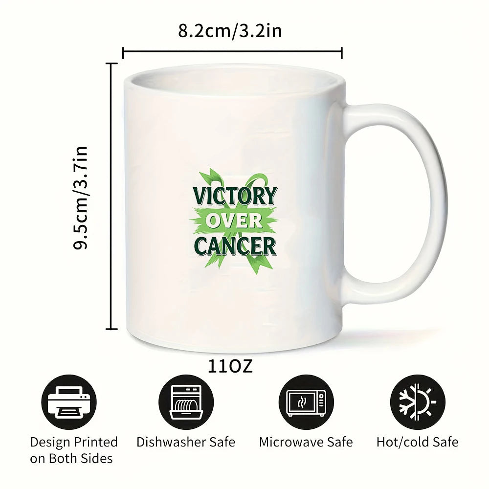 VICTORY OVER CANCER Green Ribbon Memorial Cup 11OZ Home & Office Mug Christmas Heartwarming Gift