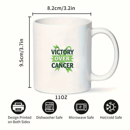 VICTORY OVER CANCER Green Ribbon Memorial Cup 11OZ Home & Office Mug Christmas Heartwarming Gift