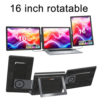 Rospider 14 to 16 Inch Dual Screen Extender Display FHD IPS Triple Expandable Monitor High Definition for Laptop Productivity