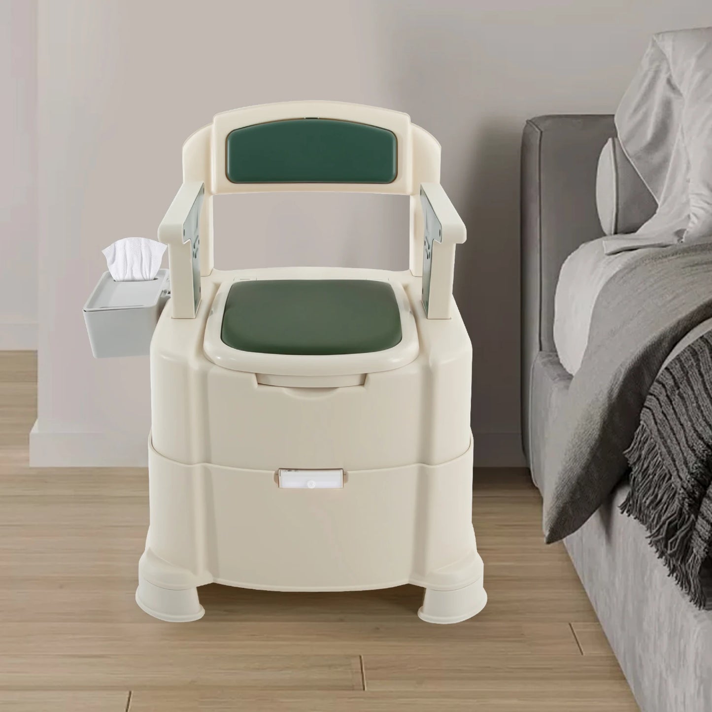 Toilet With Sensor Night Light,Bedside Commode  Bedside Toilet With Maximum Load 200kg, Portable Toilet