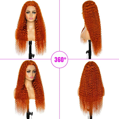 Curly Orange Ginger Lace Front Human Hair Wigs13x4 13x6 Hd Lace Front Human Hair Wig For Women 36inch Deep Wave Frontal Wig