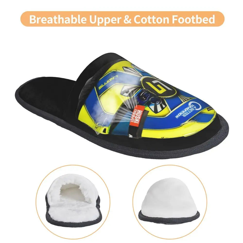 Custom British Lando Norris Racing Driver Guest Slippers for Spa Women House Slipper