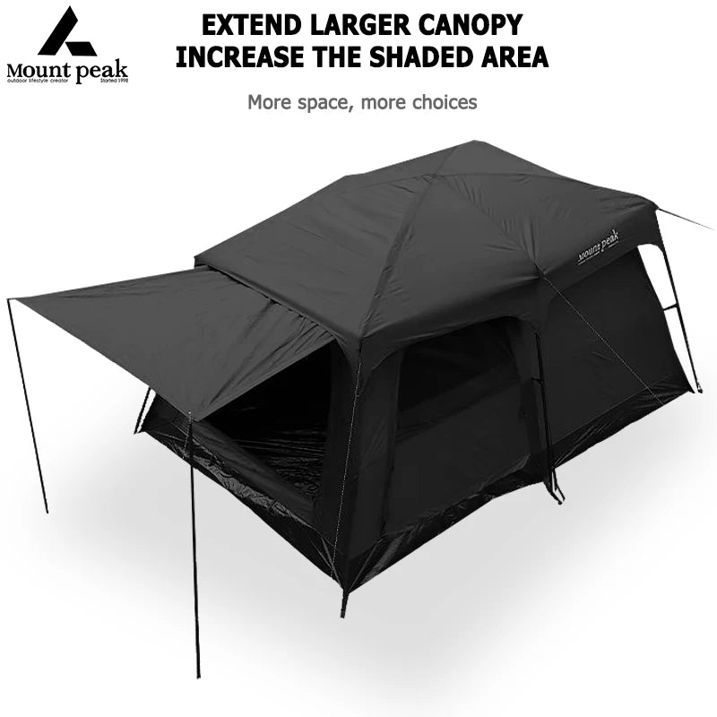 Mount Peak offers two-bedroom tents that can accommodate 5-8 people, and outdoor camping park family tents with sunshades.