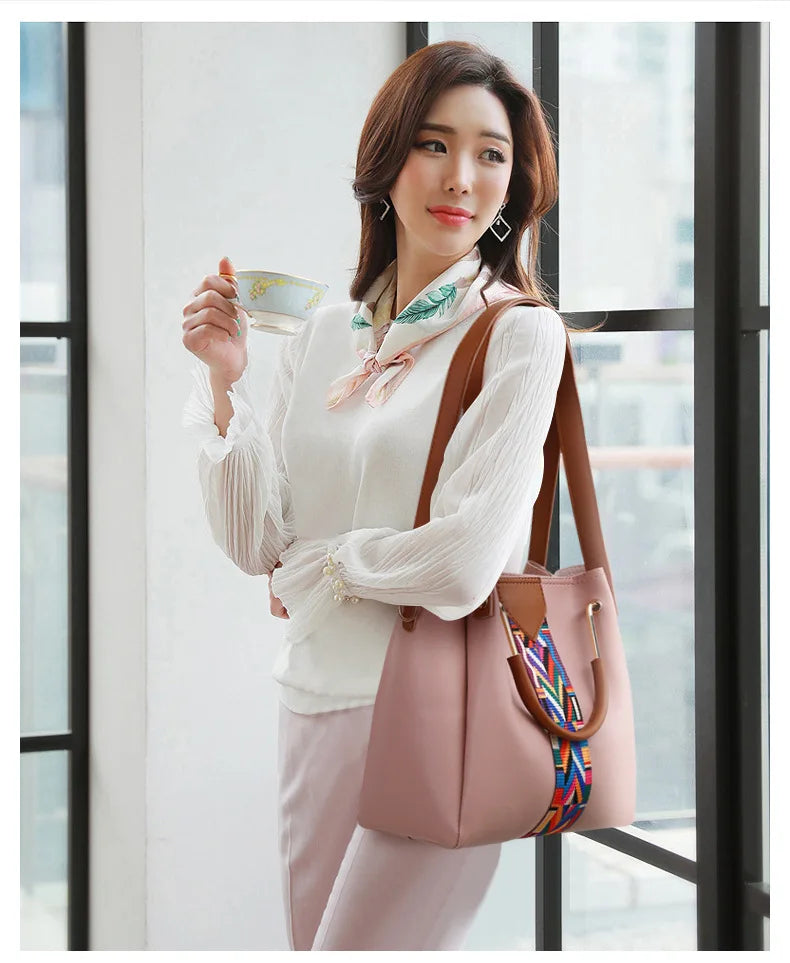 Fashionable Women's Shoulder Bag Hot Sale Of The Season New Style Mother-Child Multi-piece Set Colorful Ribbon Ladies Handbag Si