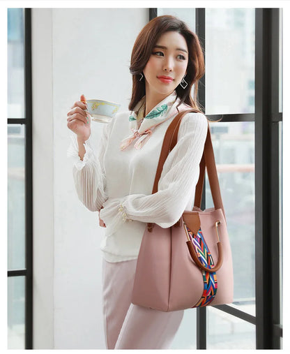 Fashionable Women's Shoulder Bag Hot Sale Of The Season New Style Mother-Child Multi-piece Set Colorful Ribbon Ladies Handbag Si