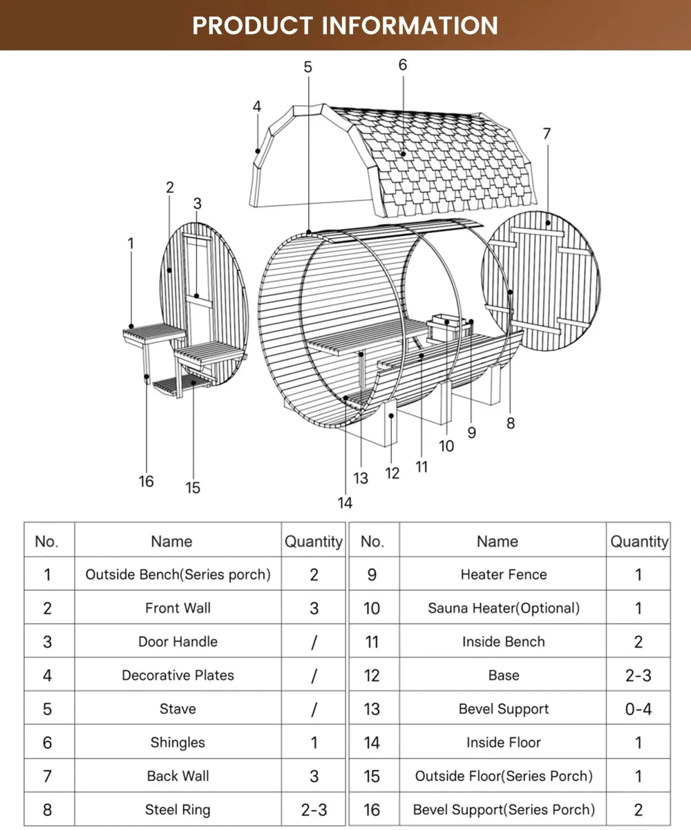 Customizable 6 Person Outdoor Sauna with Hot Tub Canadian Hemlock Wood Traditional Steam Sauna with Jacuzzi for Resort