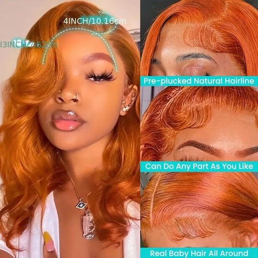 350 Ginger Orange Human Hair Wig Body Wave Pre Plucked With Baby Hair Lace Front Wigs 13x4 Ear To Ear Lace Body Wave Lace Wigs 1
