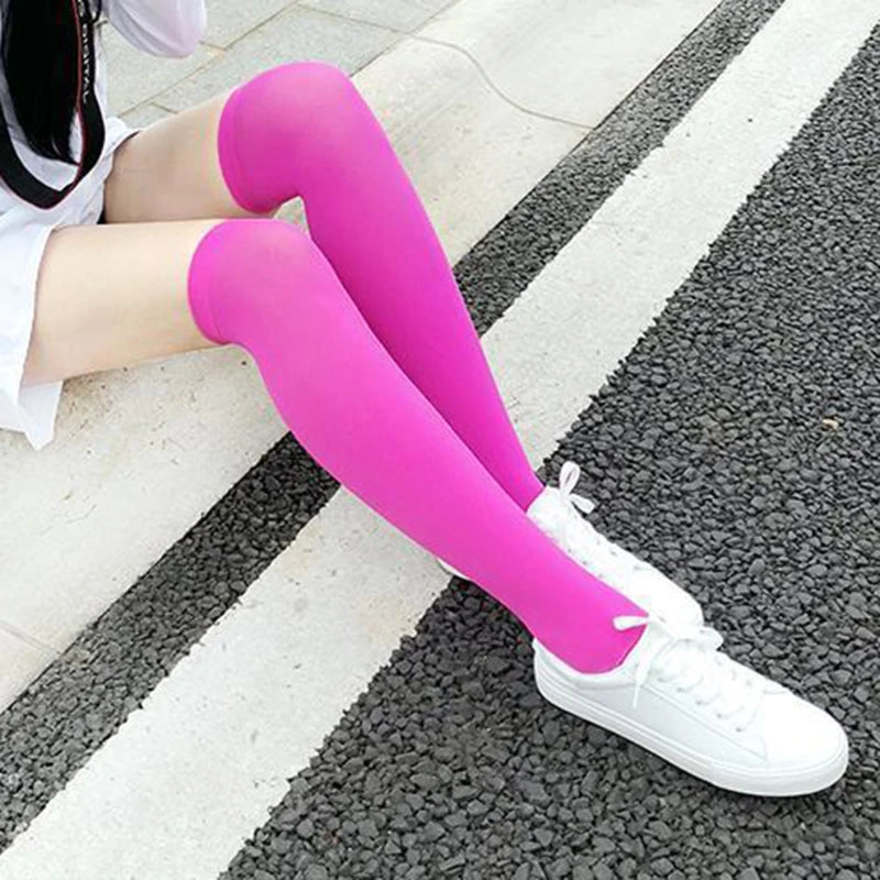 Women Skid-proof Knee Socks Winter Warm Comfortable Soft White Black Student Stockings Velvet Lengthening for Ladies