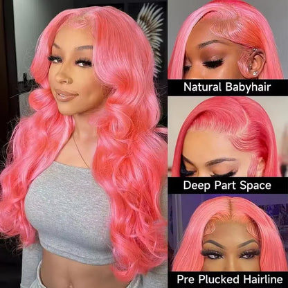 30 32 Inch Pink Body Wave Human Hair Wigs 13x6 HD Lace Frontal Wig 613 Colored Wig Human Hair Brazilian Human Hair Wigs