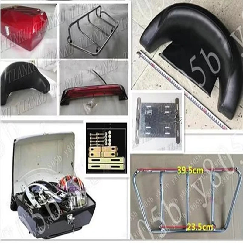 Black Trunk Tail Box Luggage Backrest For Honda Yamaha Suzuki Kawasaki Lifan Indian Bobber Custom Chopper Cruisers Street Bike