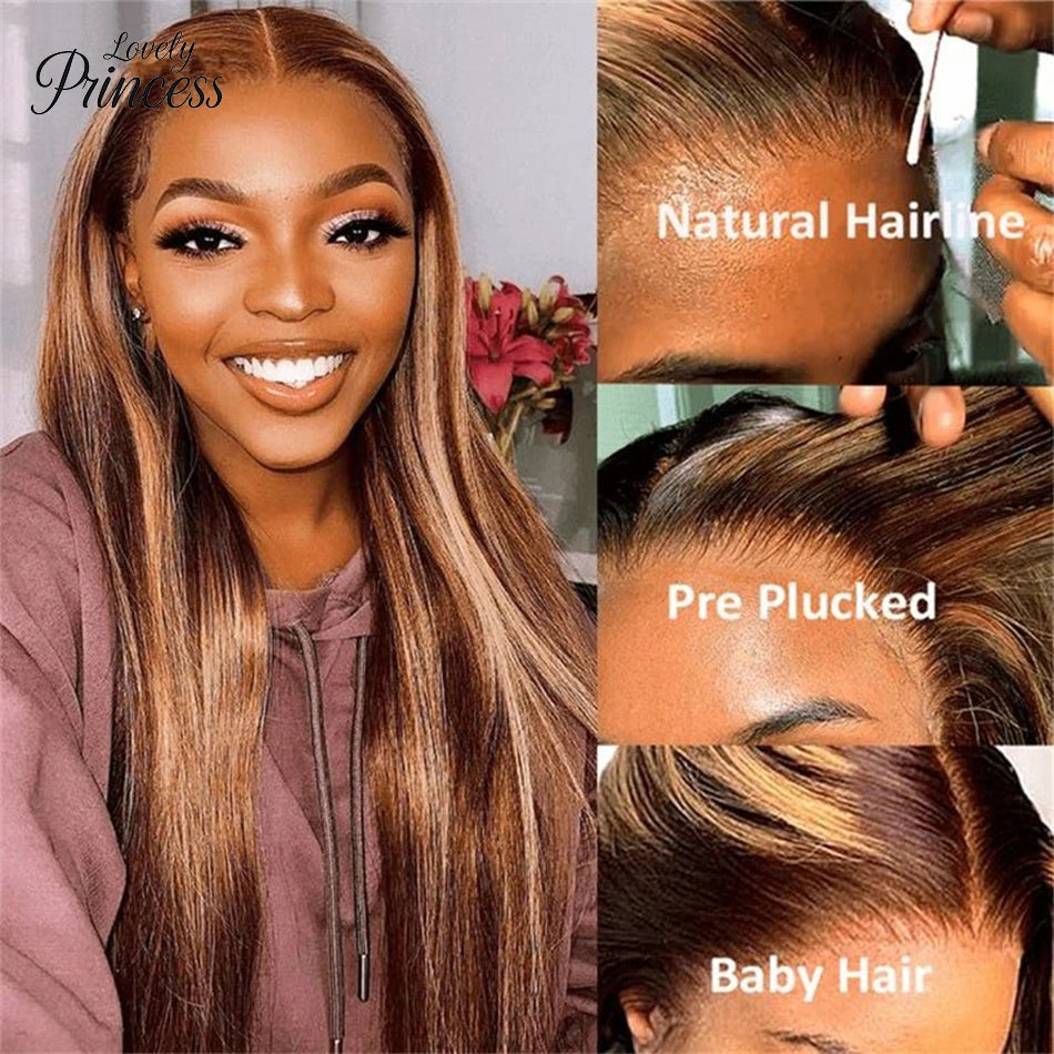 Honey Blonde 4/27 Highlight Wig 13x6 HD Lace Frontal Natural Hairline Pre-Plucked 13x4 Bone Straight Colored Lace Front Wigs