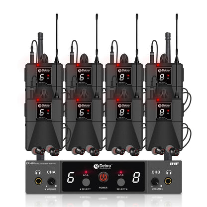 Debra UHF ER-480 Professional Wireless In-Ear Monitor System 50M Range Transmission 16 Frequency Adjustment for Church Stage