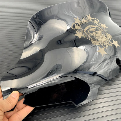 8" Motorcycle Black Skull Windscreen Windshield For Harley Touring Street Glide Electra Ultra Classic 1996-2013