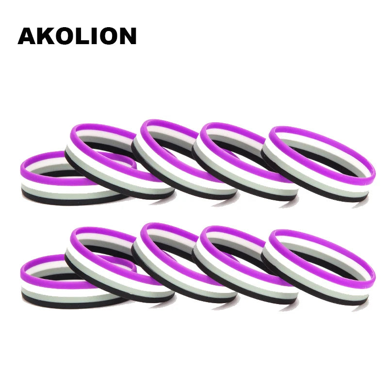 LGBT Pride Rainbow Pansexual Asexual Genderqueer Bisexual Wristband Jewelry Silicone Bracelet SLP-0000