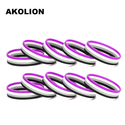 LGBT Pride Rainbow Pansexual Asexual Genderqueer Bisexual Wristband Jewelry Silicone Bracelet SLP-0000