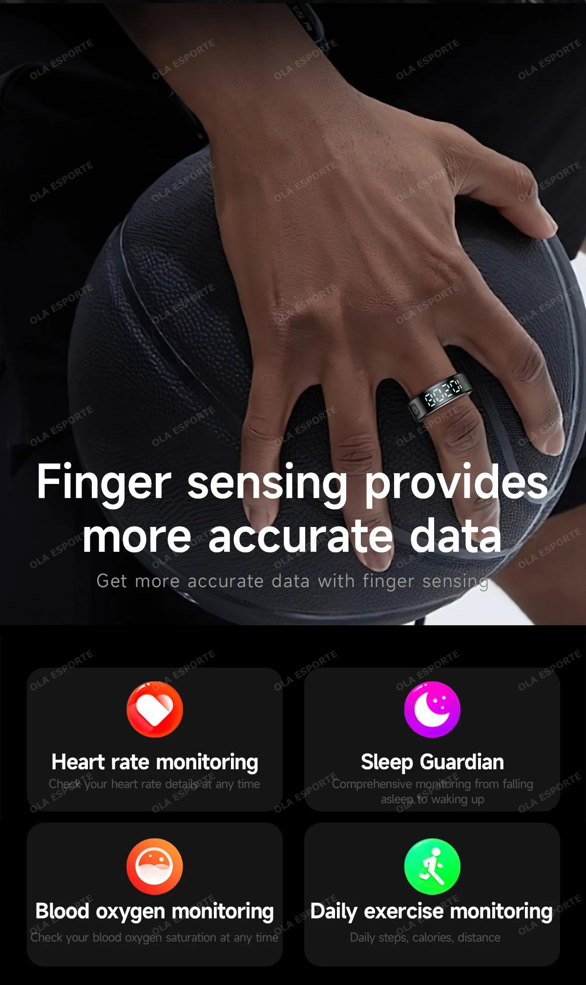 Display Screen Smart Ring Bluetooth Connection Heart Rate Sleep Monitoring Multi-function Ring Multiple Sports Modes Waterproof