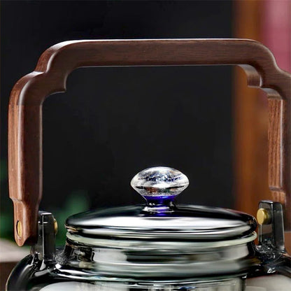 1500ML Starry Sky Lid Glass Teapot With  Wooden Beam Steaming and Cookig Tea Pot With Infsuer Kungfu Tea Set Teaware