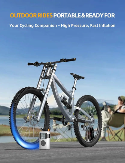 Portable Tire Inflation Pump -150PSI Cordless Tire Inflation Pump with 5x Speed Increase and Digital Pressure Gauge