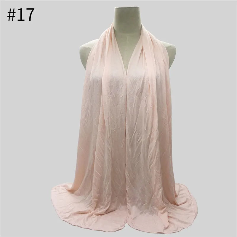 28Color Modal Cotton Jersey Hijab Scarf Ramadan Long Muslim Shawl Plain Solid Soft Turban Wraps For Women Headband
