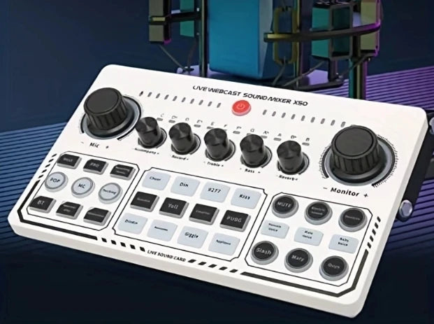 X50 Podcast Recording Equipment with Podcast Mixer Sound Card for Live Streaming Voice Changer DJ Audio Mixer Interface