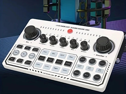 X50 Podcast Recording Equipment with Podcast Mixer Sound Card for Live Streaming Voice Changer DJ Audio Mixer Interface