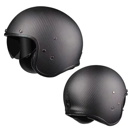 Durability 3K Carbon Fiber Black Gold Open Face Electric motorcycle Helmet for Man Woman DOT-Approved Enhance Riding Experience
