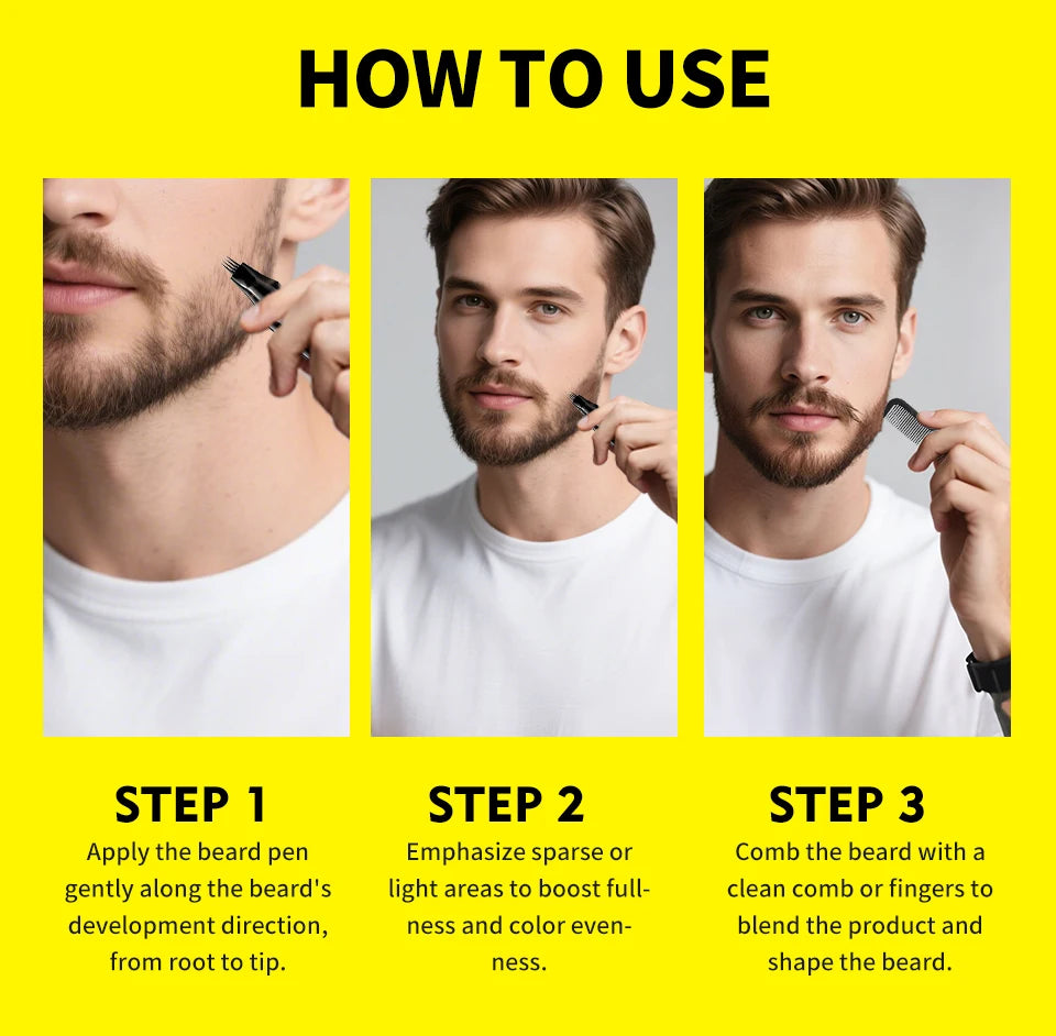 SEVICH Beard Filler Pen Waterproof Beard Coloring Pen Beard Coloring Filling Enhancer Black Fiber Hair Beard Stuffing Pen Tool