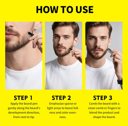 SEVICH Beard Filler Pen Waterproof Beard Coloring Pen Beard Coloring Filling Enhancer Black Fiber Hair Beard Stuffing Pen Tool