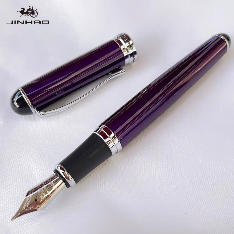 1 PCS Jinhao X750 Fountain Pen Set Medium Nib With Ink Converter Silver Trim Fancy gift calligraphy writing pen