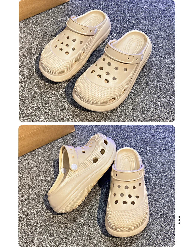 A Pair of Women's Fashionable Clogs, Women's Wear-Resistant and Comfortable Thick-Soled Beach Shoes, Outdoor Casual Trendy Women's Shoes