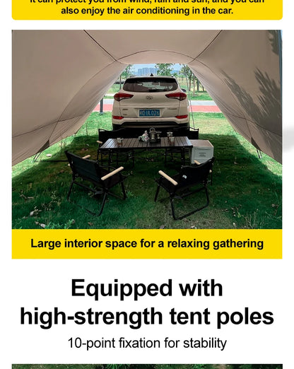 Car Awning Tent 210D Waterproof Windproof UV Sun Shelter Anti-Mosquito Beach Camping Tent Portable for Outdoor