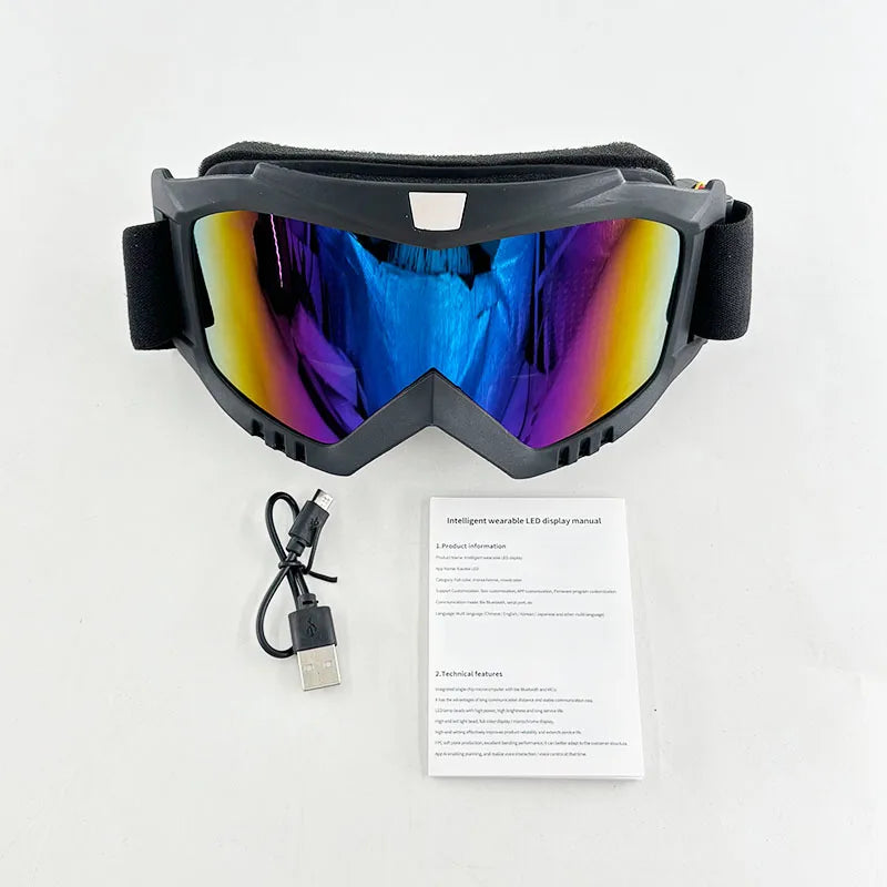 LED Bluetooth Goggles Halloween Christmas Disco Bar Neon Accessories Futuristic Luminous Glasses Bluetooth Diy LED Glasses