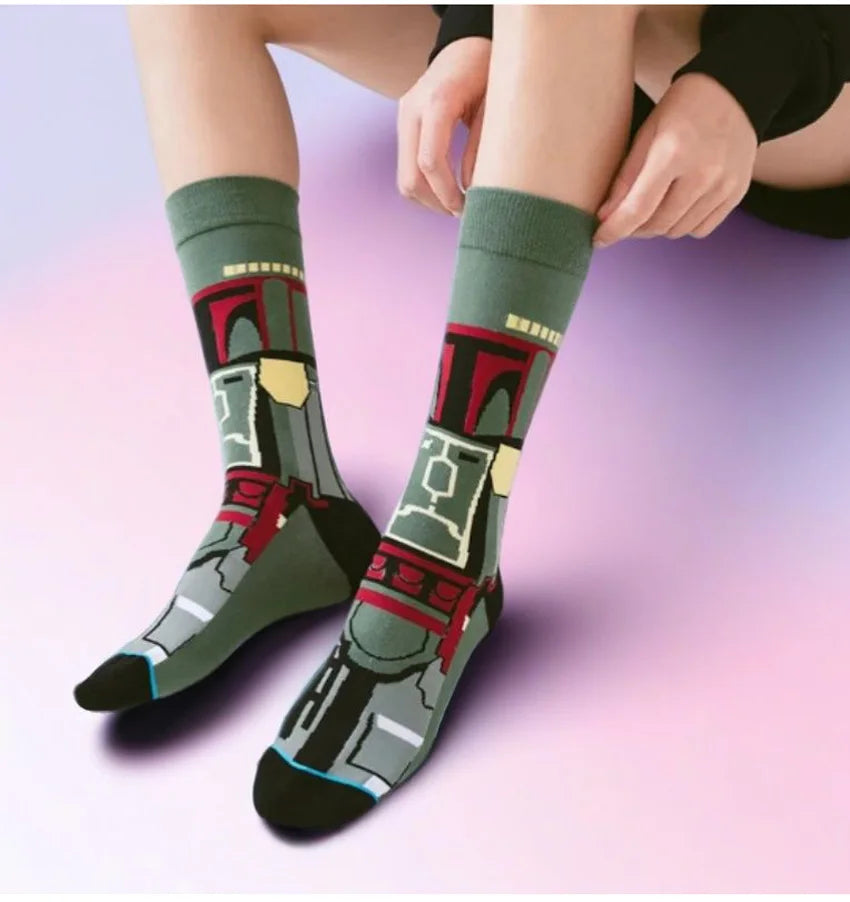 1 pair Autumn Winter Anime Socks Movie Women socks Master Yoda R2-D2 Cosplay Socks Wookiee Jedi Knight Novelty Men's Socks 37-45