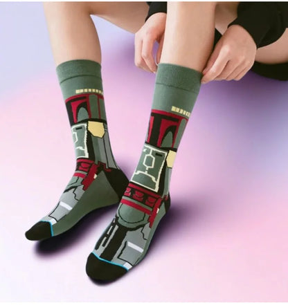 1 pair Autumn Winter Anime Socks Movie Women socks Master Yoda R2-D2 Cosplay Socks Wookiee Jedi Knight Novelty Men's Socks 37-45