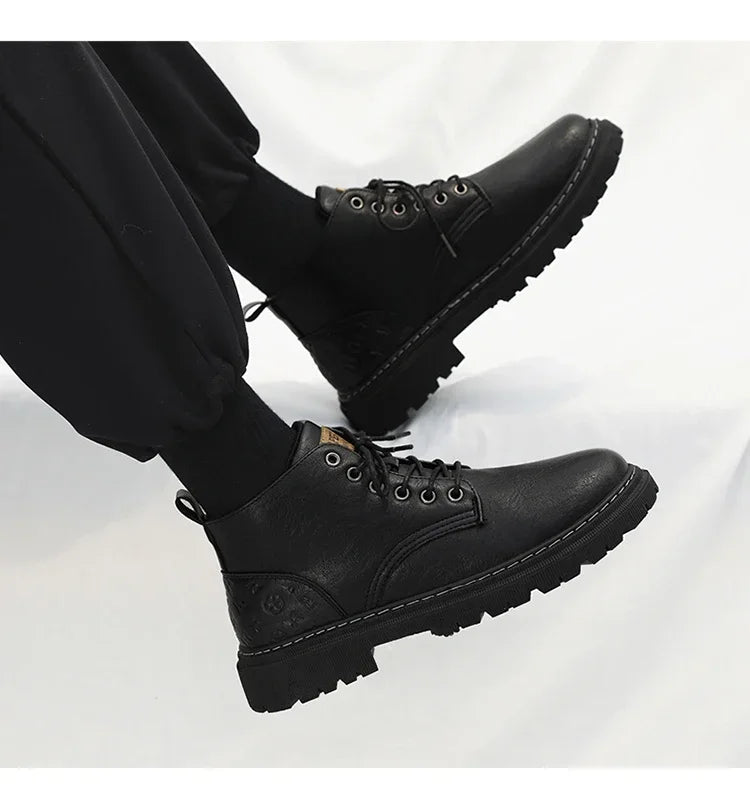 2024 New Men's Shoes High-top Leather Boots Men's Casual Fashion  Boots Retro All-match Work Shoes Fashion Desert Boots