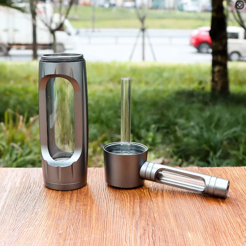 6″ Metal Aluminum Glass Bubbler Water Pipe Mini Smoking Bottle Portable Hookah Shisha Tube Filter (Ship within 24 hours)
