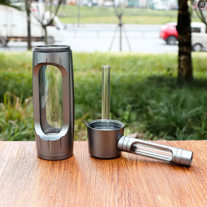 6″ Metal Aluminum Glass Bubbler Water Pipe Mini Smoking Bottle Portable Hookah Shisha Tube Filter (Ship within 24 hours)