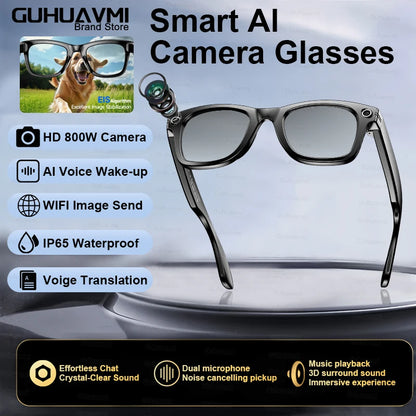 2025 Smart Glasses Women Wireless Bluetooth Call Sunglasses 800W Pixel Dual Camera Voice Assistant Intelligent Translation Glass