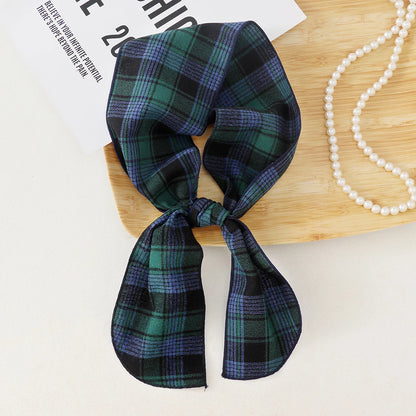 British Cotton Skinny Plaid Scarf Fashionable Outfit Hairband Necktie Scarf Small Shawl Headscarf Neck Protection Scarf 11X120cm