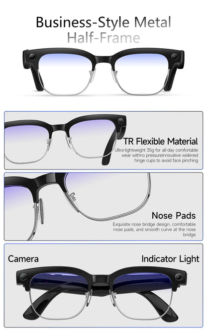 4K HD Upgrade Smart Glasses With Camera Video Recording AI Photo Recognition Bluetooth Call Translation Voice Sunglasses Men