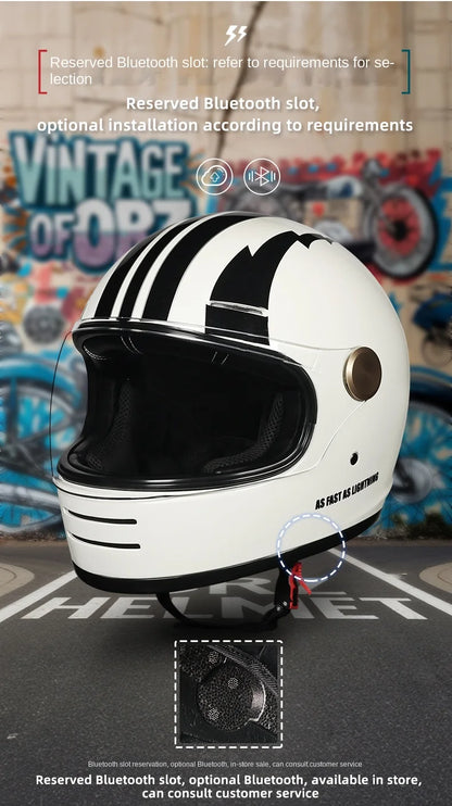 ORZ Retro full face motorcycle helmet - Classic design, suitable for both men and women, with safety protection certified by 806